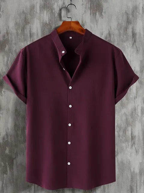 Men's Short Sleeve Button Down Henley Shirt