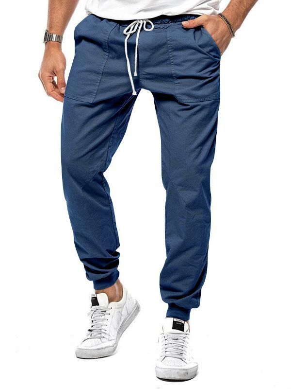 Relaxed Men's Casual Pants in Solid Color Design