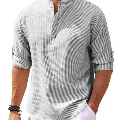 Cotton/Linen Long Sleeve Collar Shirt