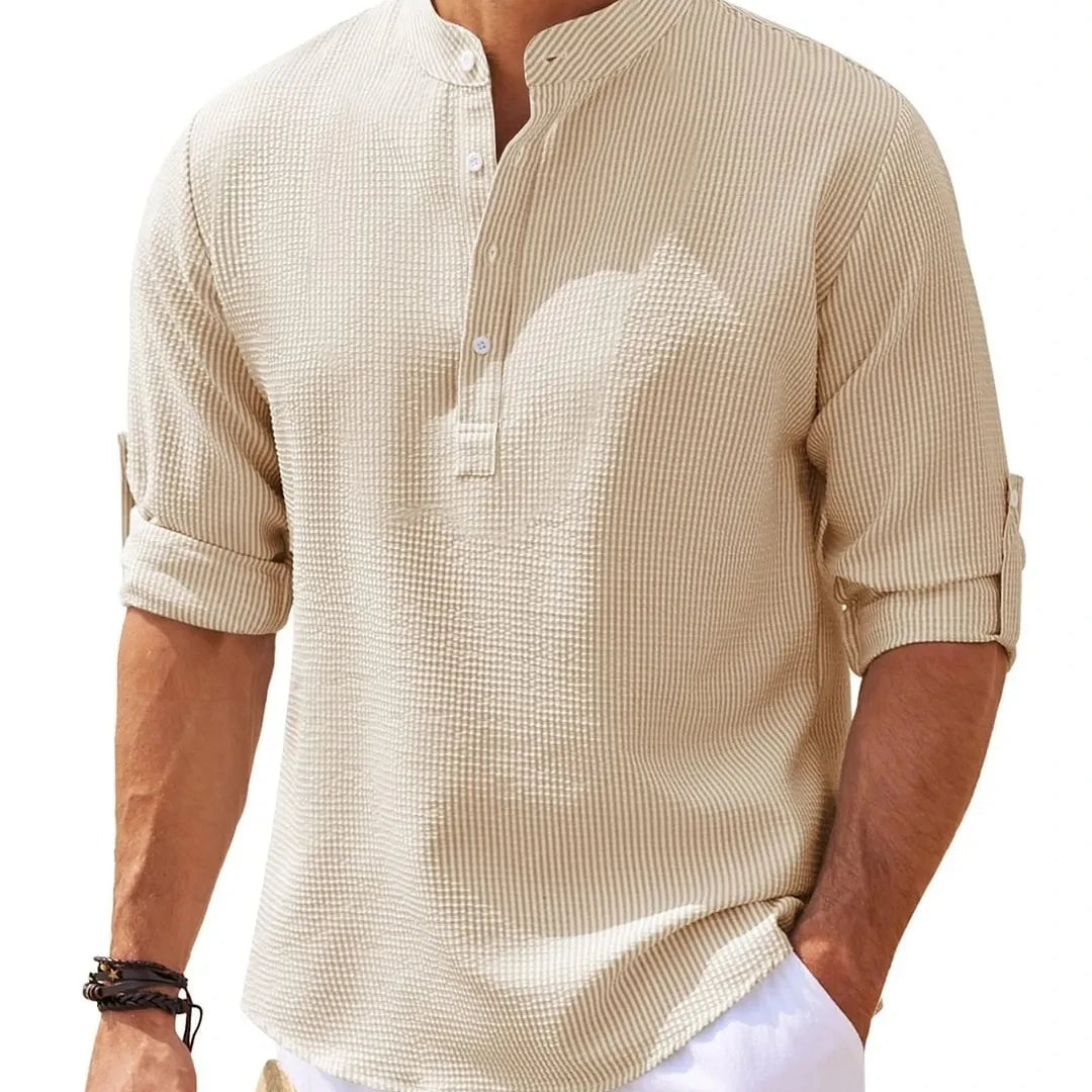 Cotton/Linen Long Sleeve Collar Shirt