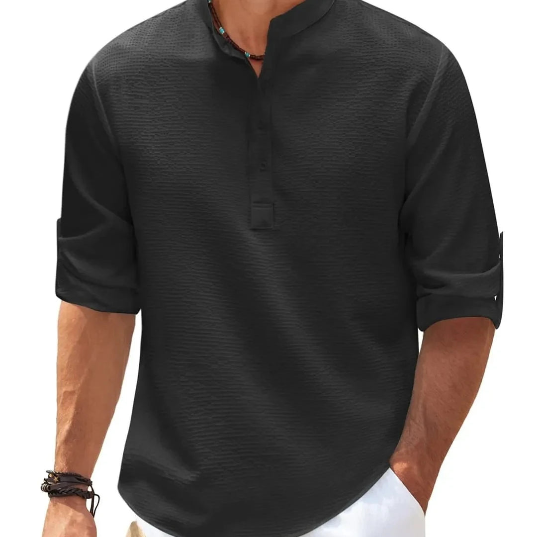 Cotton/Linen Long Sleeve Collar Shirt