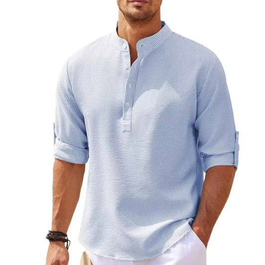 Cotton/Linen Long Sleeve Collar Shirt