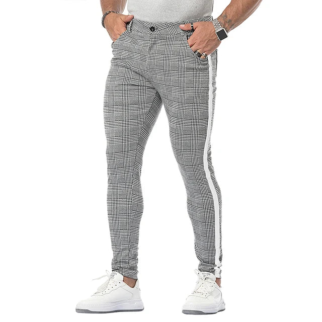 Mens Plaid Casual Stretch Pants