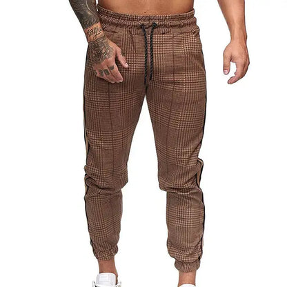 Comfortable Plaid Pants for Men with Pocket Stripe