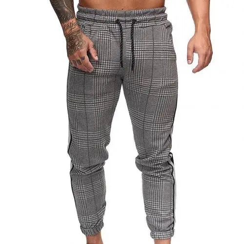 Comfortable Plaid Pants for Men with Pocket Stripe