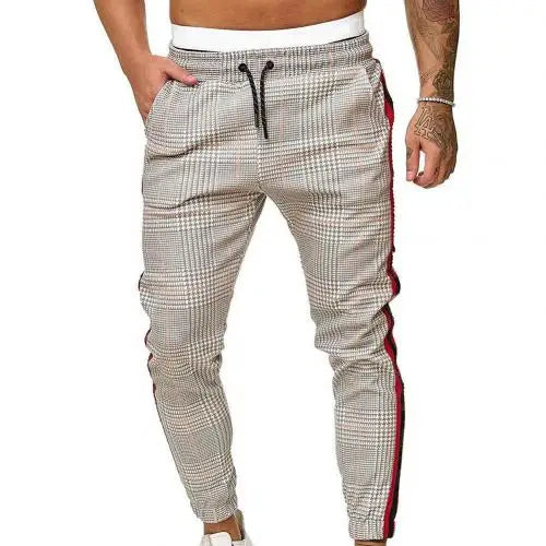 Comfortable Plaid Pants for Men with Pocket Stripe