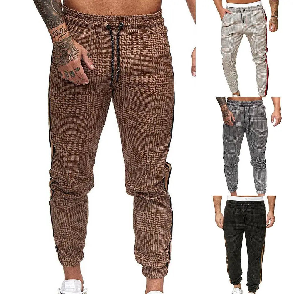Comfortable Plaid Pants for Men with Pocket Stripe