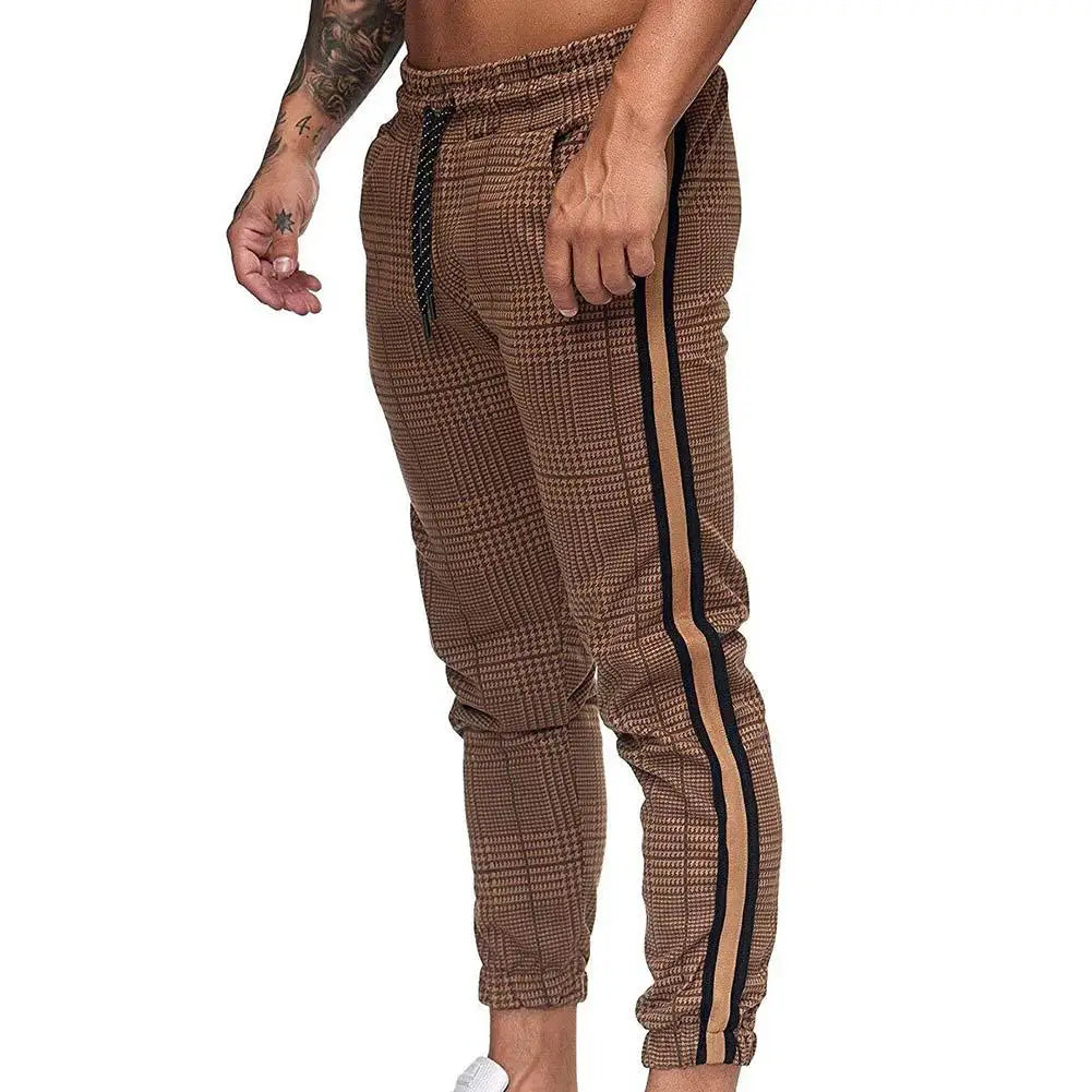 Comfortable Plaid Pants for Men with Pocket Stripe