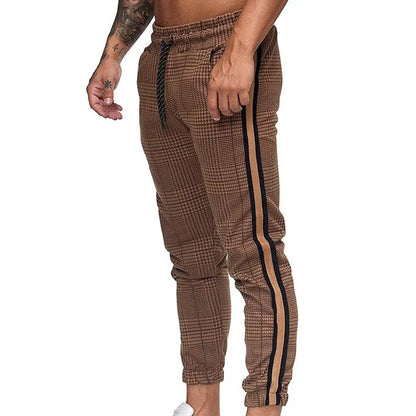 Comfortable Plaid Pants for Men with Pocket Stripe