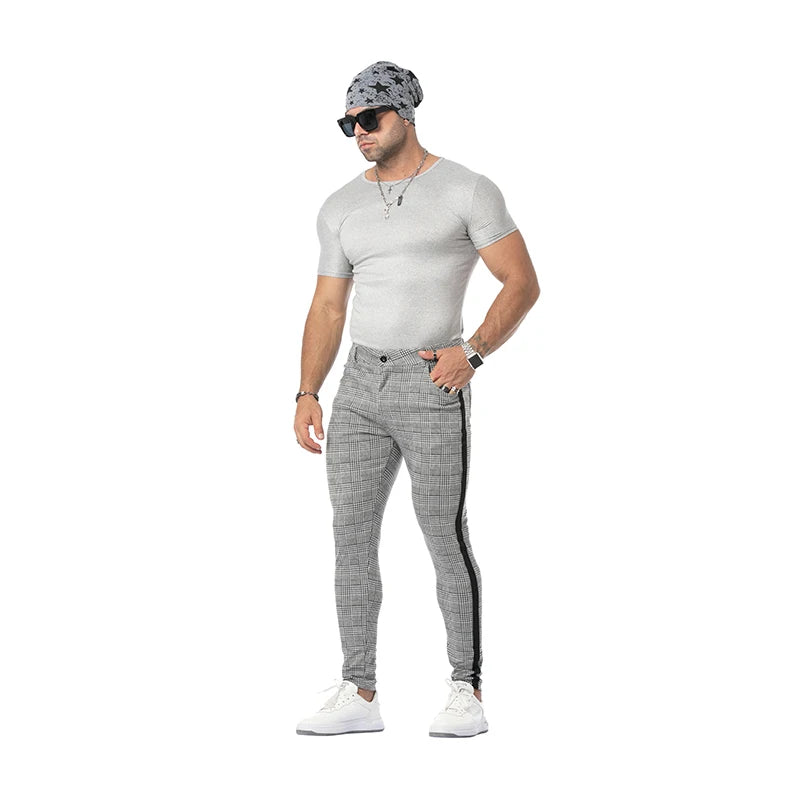 Mens Plaid Casual Stretch Pants