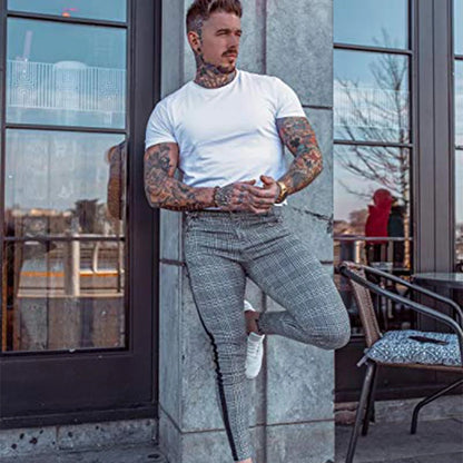 Mens Plaid Casual Stretch Pants