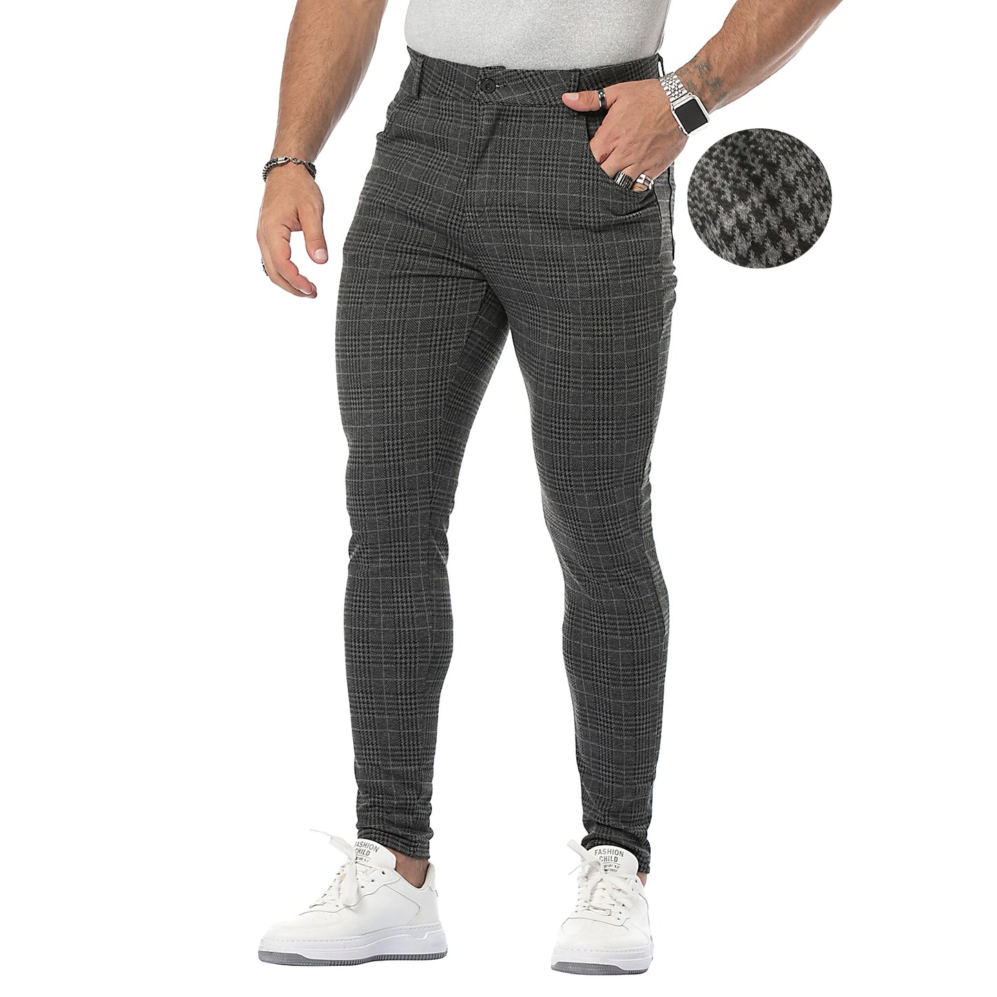 Mens Plaid Casual Stretch Pants