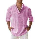 Men's Linen Long Sleeve Collar Shirt