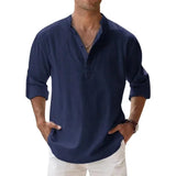 Men's Linen Long Sleeve Collar Shirt