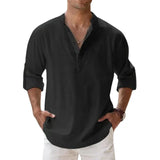 Men's Linen Long Sleeve Collar Shirt
