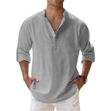 Men's Linen Long Sleeve Collar Shirt