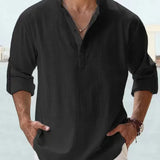 Men's Linen Long Sleeve Collar Shirt