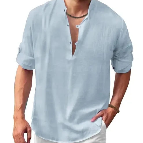 Long Sleeve Loose Top Linen Shirt