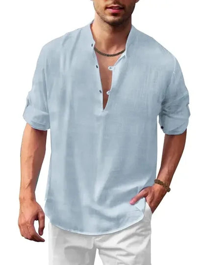 Long Sleeve Loose Top Linen Shirt