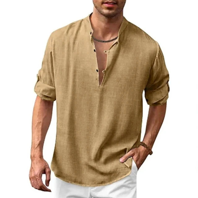 Long Sleeve Loose Top Linen Shirt