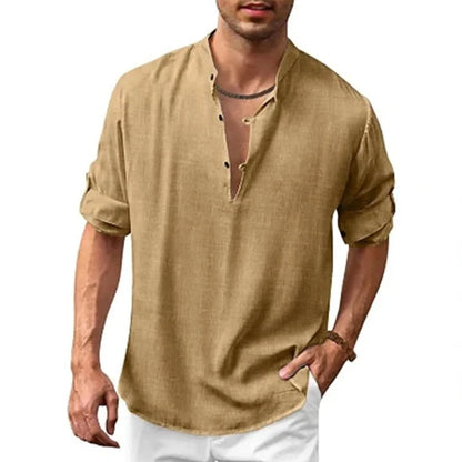 Long Sleeve Loose Top Linen Shirt