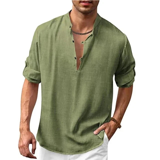 Long Sleeve Loose Top Linen Shirt