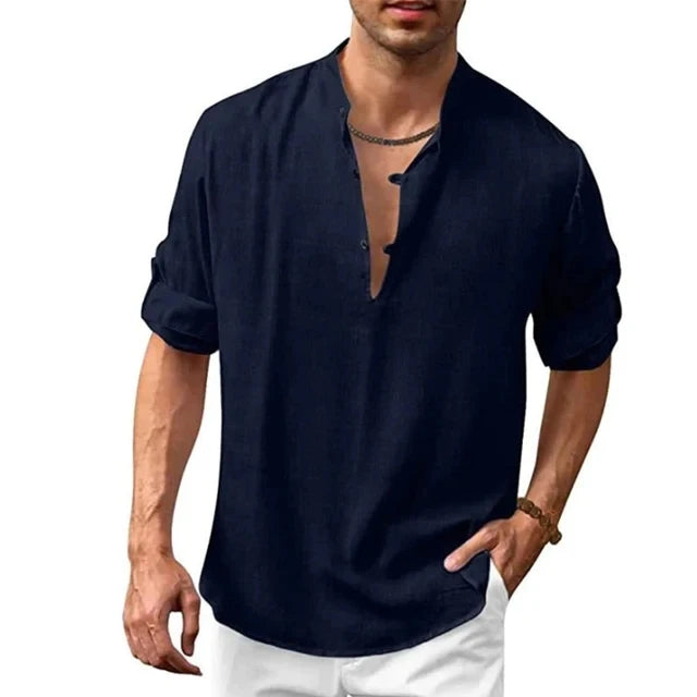 Long Sleeve Loose Top Linen Shirt