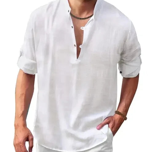 Long Sleeve Loose Top Linen Shirt