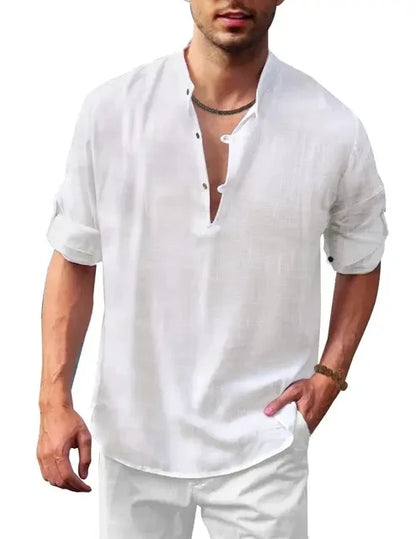 Long Sleeve Loose Top Linen Shirt