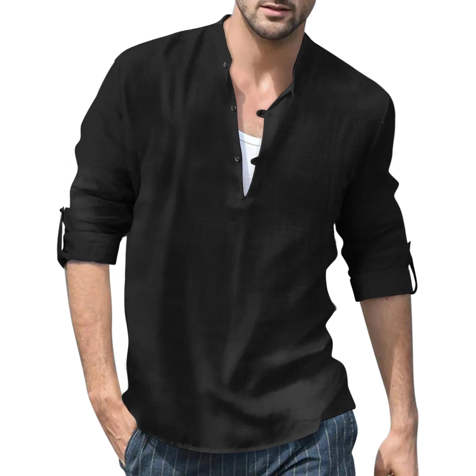 Long Sleeve Loose Top Linen Shirt