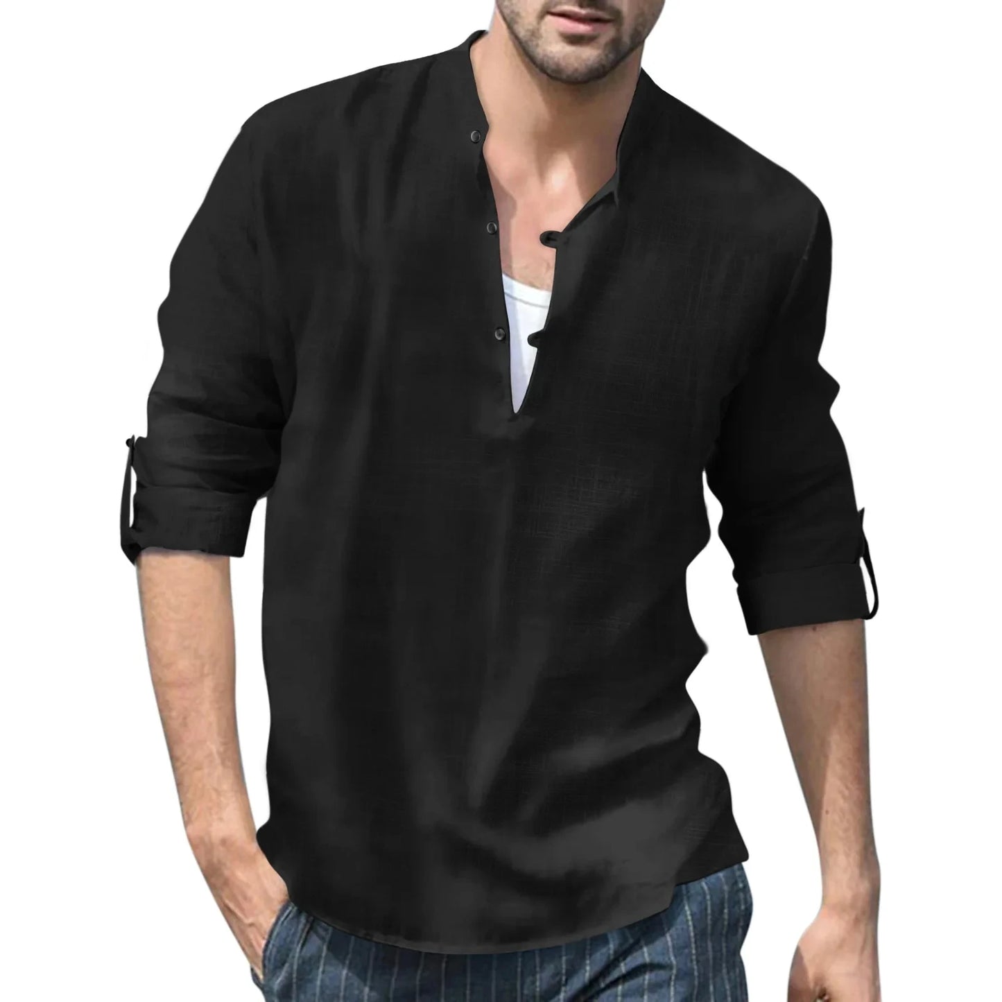 Long Sleeve Loose Top Linen Shirt