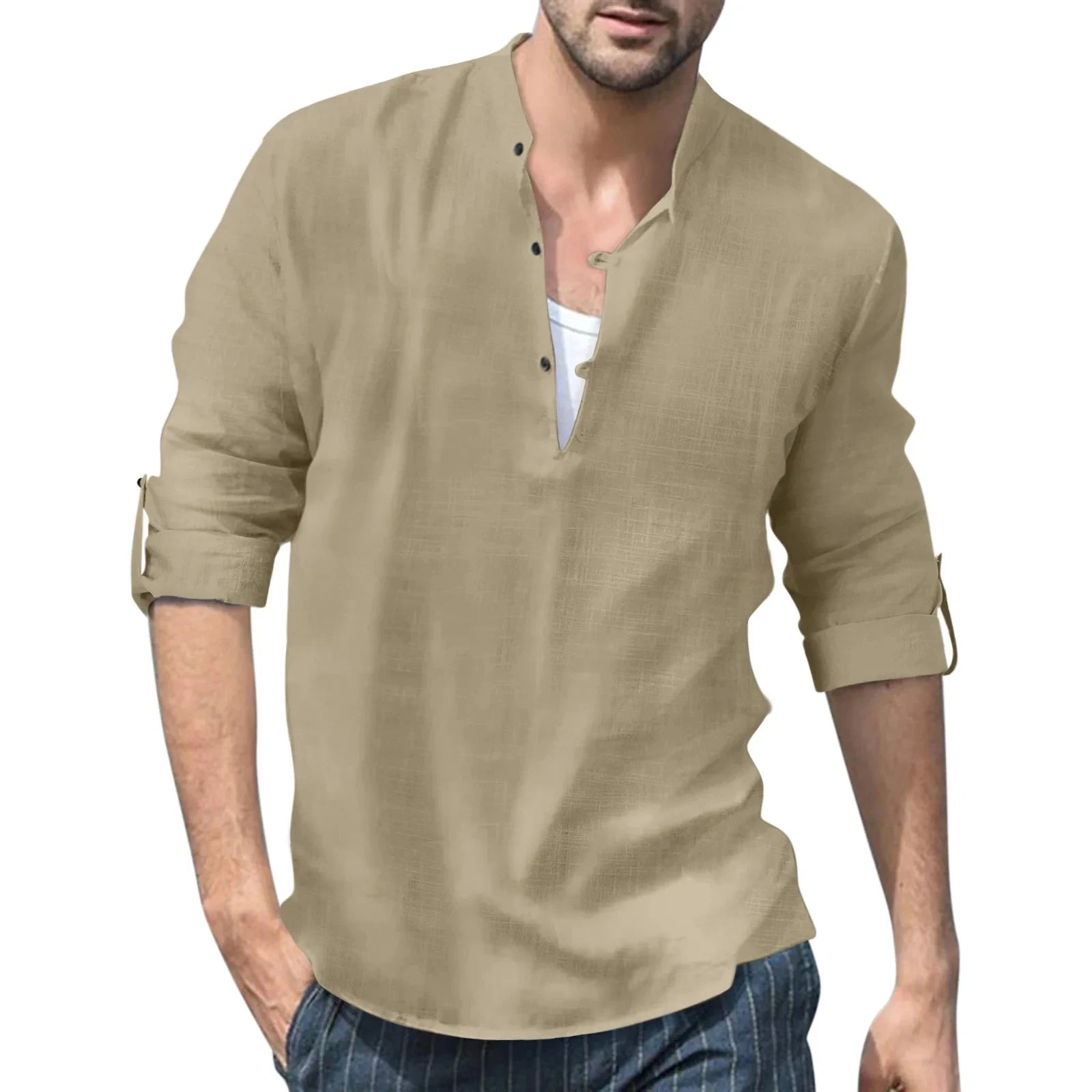 Long Sleeve Loose Top Linen Shirt