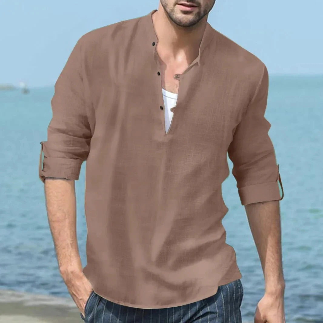 Long Sleeve Loose Top Linen Shirt
