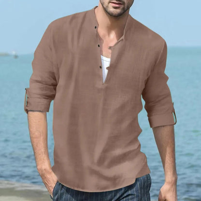 Long Sleeve Loose Top Linen Shirt