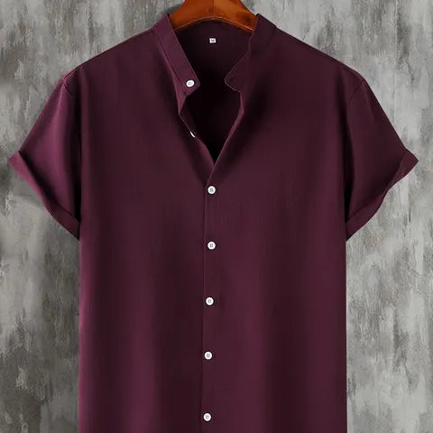 Men's Short Sleeve Button Down Henley Shirt