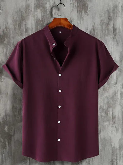 Men's Short Sleeve Button Down Henley Shirt
