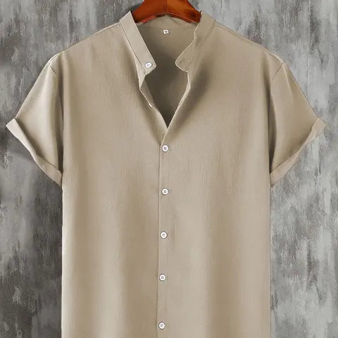 Men's Short Sleeve Button Down Henley Shirt
