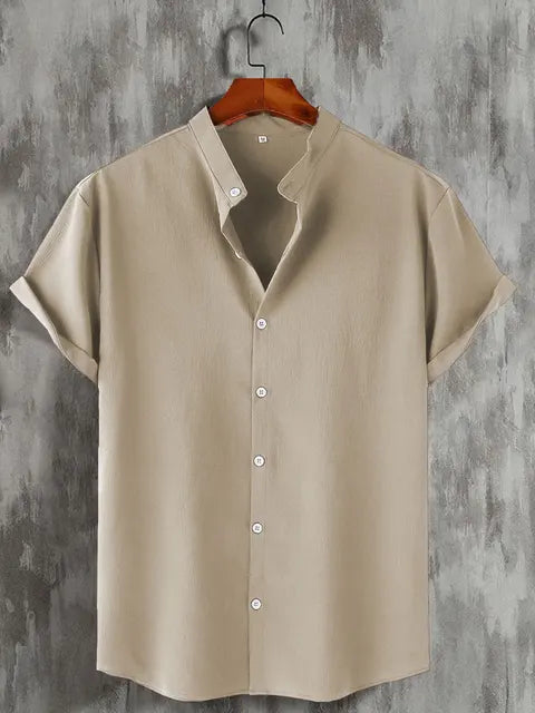 Men's Short Sleeve Button Down Henley Shirt