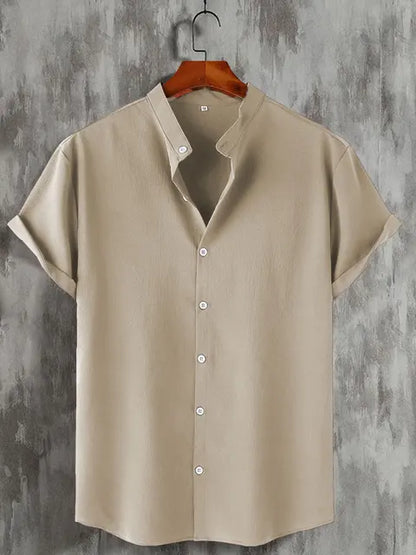 Men's Short Sleeve Button Down Henley Shirt