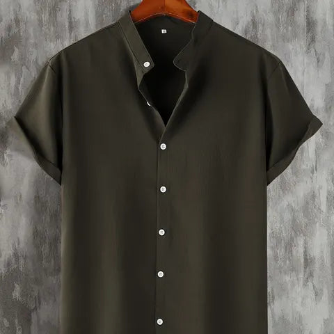 Men's Short Sleeve Button Down Henley Shirt