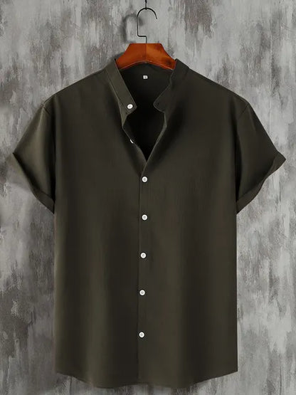 Men's Short Sleeve Button Down Henley Shirt