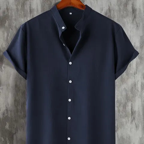 Men's Short Sleeve Button Down Henley Shirt