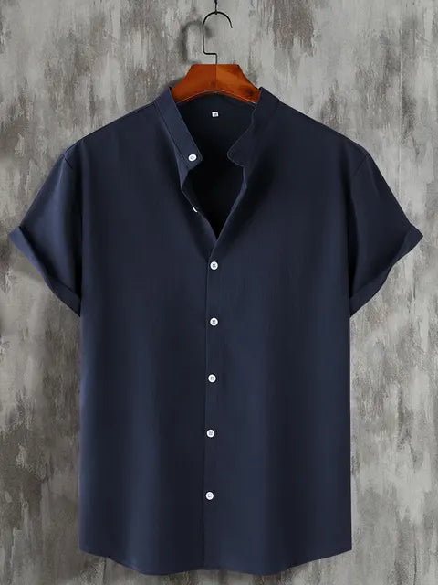 Men's Short Sleeve Button Down Henley Shirt