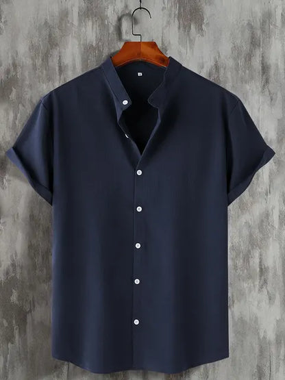 Men's Short Sleeve Button Down Henley Shirt