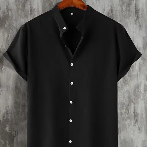Men's Short Sleeve Button Down Henley Shirt