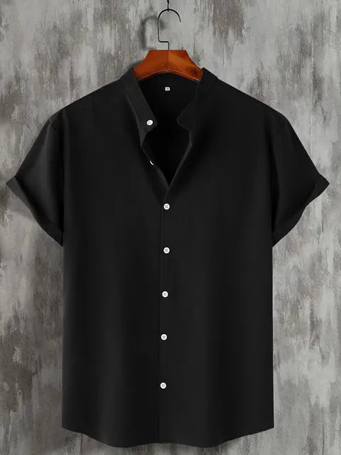 Men's Short Sleeve Button Down Henley Shirt