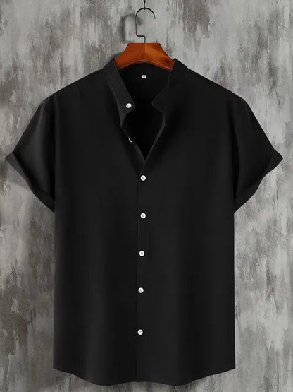 Men's Short Sleeve Button Down Henley Shirt