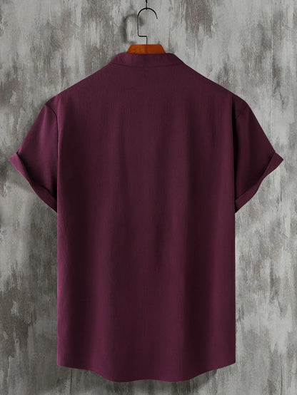 Men's Short Sleeve Button Down Henley Shirt