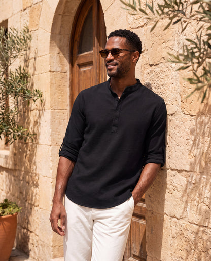 Lorenzo Cotton Linen Shirt in black – lifestyle